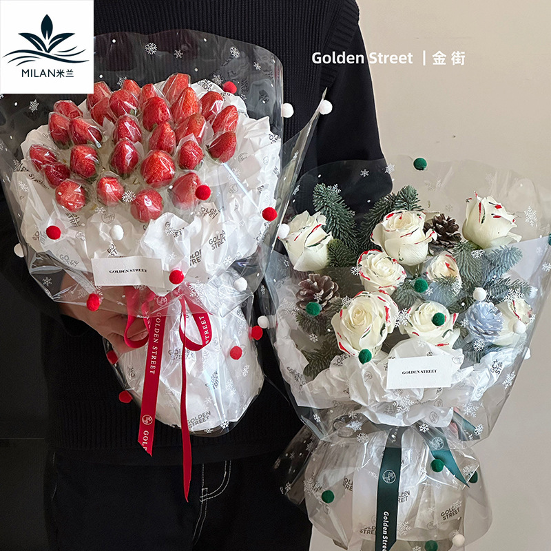Factory Wholesale Christmas Snowflake Cellophane Apple Strawberry Wrap Flower Paper Ping An Fruit Wrapping Paper
