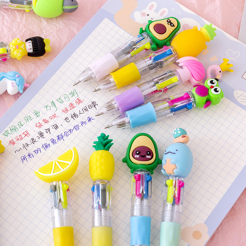 Picture of Korean cute cartoon cute head four-color mini color ballpoint pen student stationery gift prizes wholesale