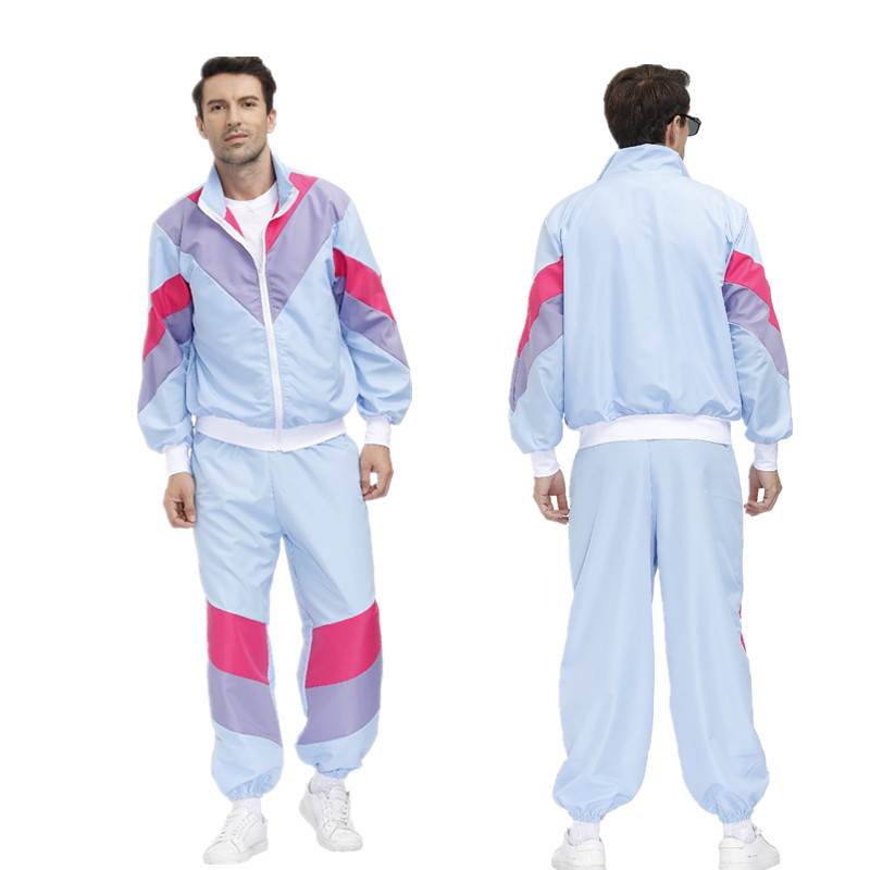 Trendy men's clothing European and American retro fashion sports casual stitching suit hip hop Hip Hop Hip Hop men's loose coat clothes