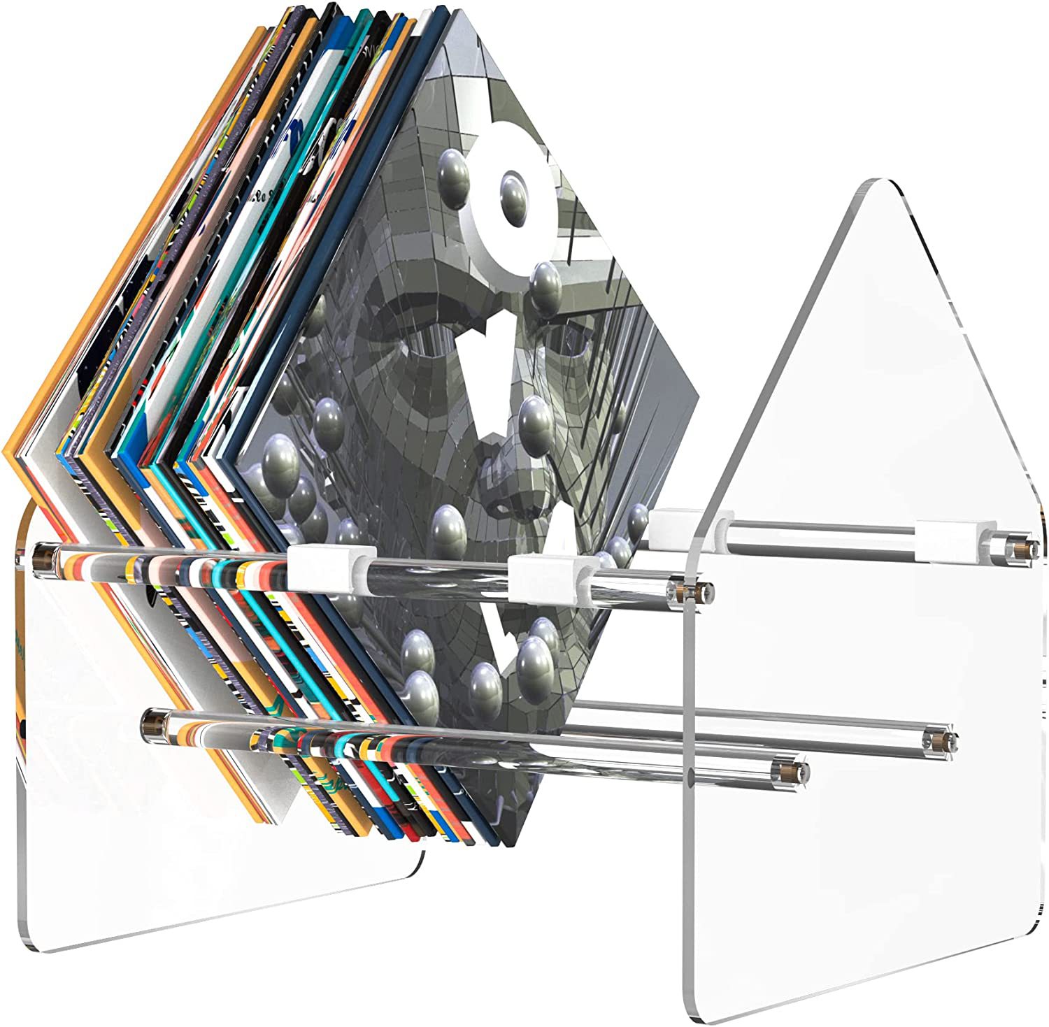 Acrylic pentagonal Book magazine file CD display stand album record transparent display stand vinyl record display stand