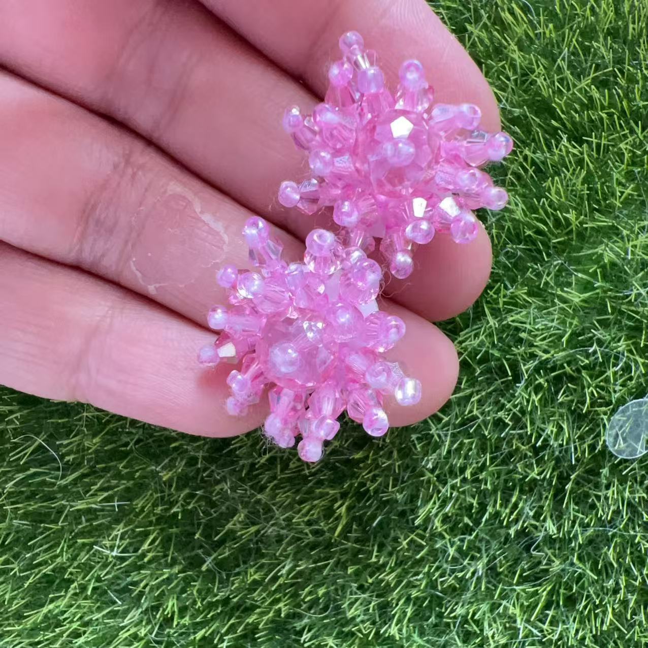 Picture of Handmade String Crystal Beads Flower Bud Accessories Clothing Shoes Flower Decoration Earrings Handmade DIY Accessories Flower Accessories Accessories