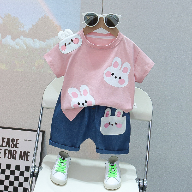 Boys' Summer Cute and Cute Suit New Style Trendy Summer Casual Full Print Animal Short-sleeved Shorts Suit