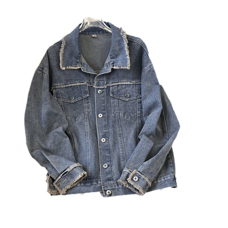 Picture of Vintage Rave Old Ripped Denim Coat Women's Spring and Autumn Loose Casual All-match Work Jacket Top Trendy Ins