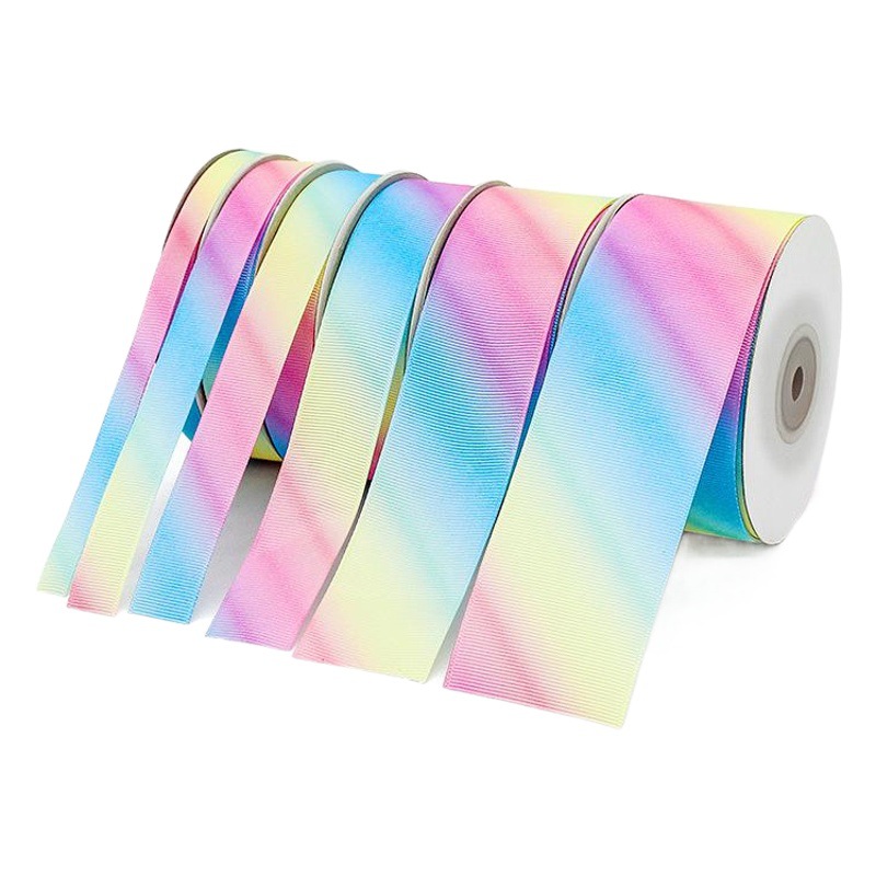 Factory wholesale high density rainbow thread belt gradient ribbon and wind hair accessories ribbon gift decorative ribbon wholesale