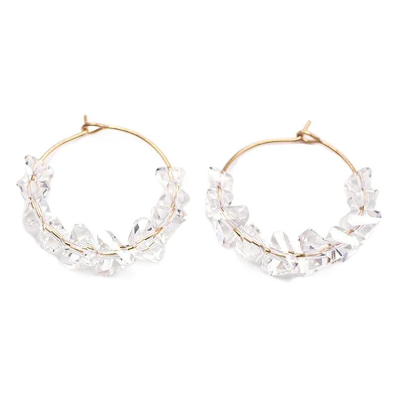 Korean Style New Elegant Simple Crystal Hoop Earrings Ins Internet Popular Fashion All-match Design Sense Niche Ear Hoop Women