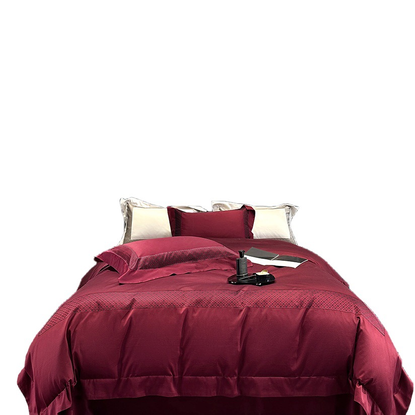 High Luxury Silk Long-staple Cotton Yarn-dyed Jacquard Four-piece Set Cotton Bed Sheet Cotton Quilt Cover Bedding Multi-piece Set