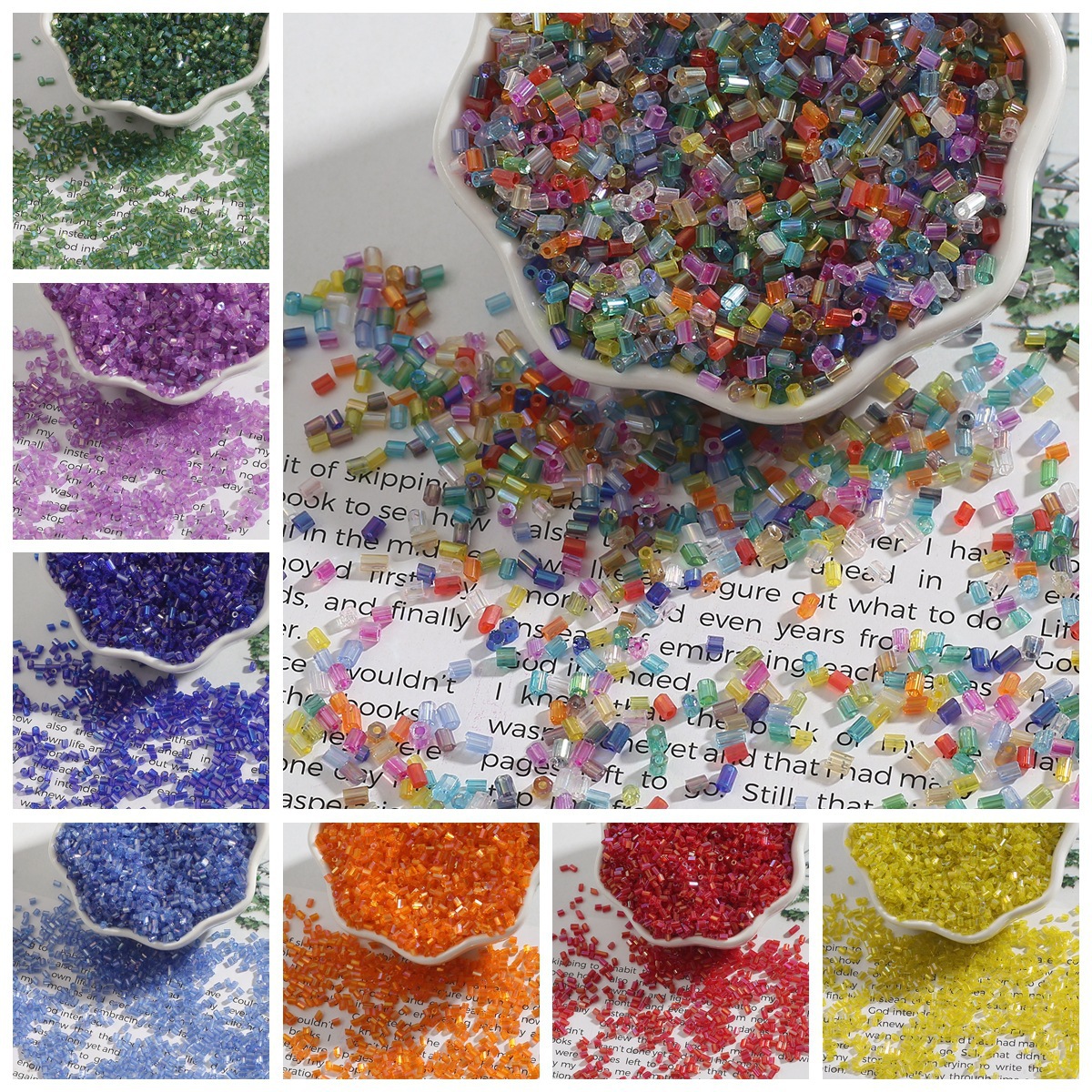 Picture of 2mm magic color H-tube beads hand-sewn beads loose beads diy hand-made color-plated glass rice beads material jewelry accessories wholesale