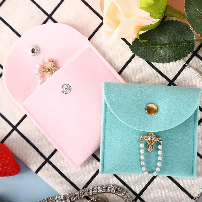 Jewelry Bag Purse Flannel Bag Snap Bag Thickened Delicate Velvet Ring Necklace Jewelry Storage Bag