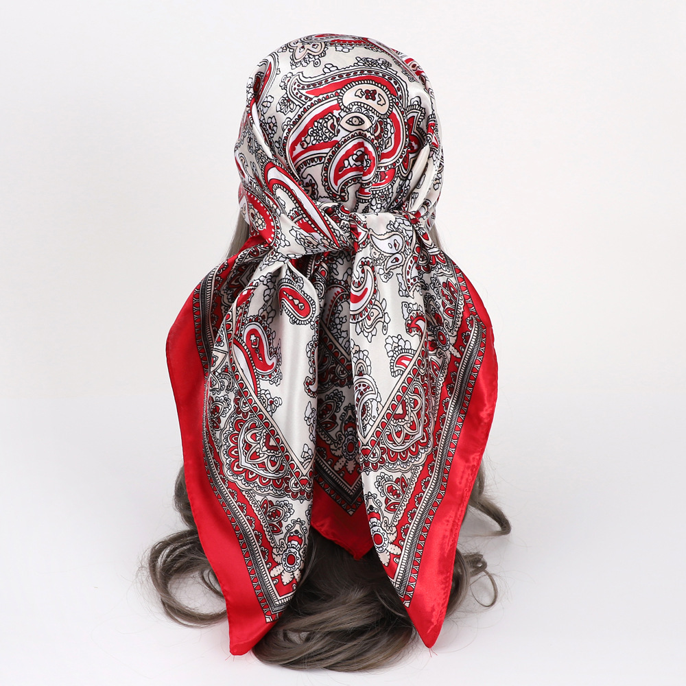 Picture of Simulated Silk Scarf Women's Headscarf 90*90cm Square Scarf Pattern Scarf Shawl European and American Cross-Border Scarf Wholesale