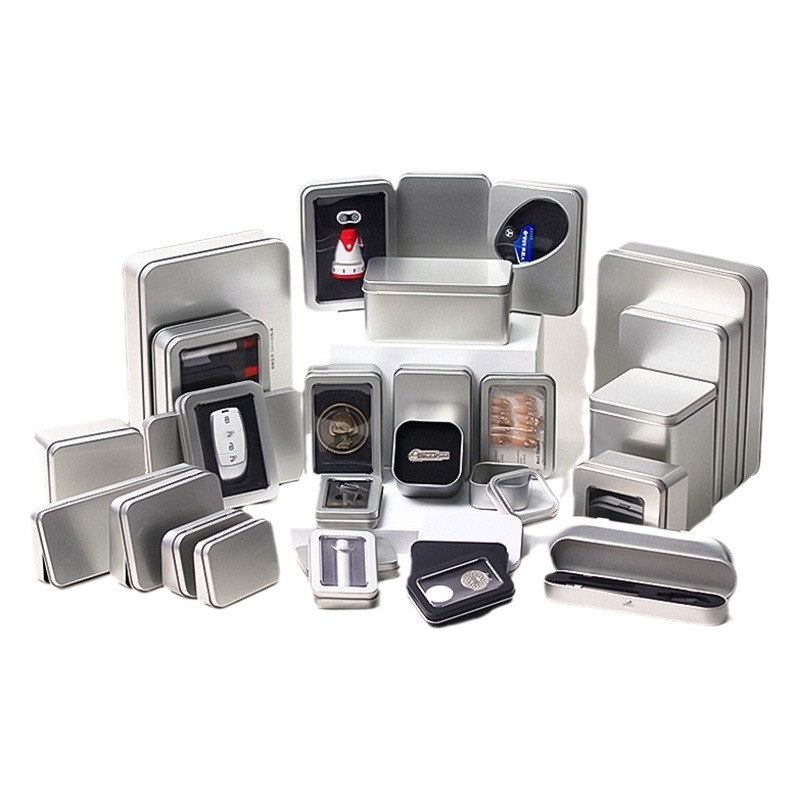 Spot tinplate box badge U disk storage box metal frosted silver rectangular iron box packaging logo