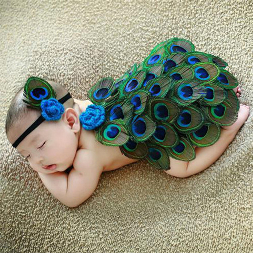 Picture of Children's Peacock Cloak Photography Costume Halloween Suit Newborn Baby Full Moon Animal Props Styling