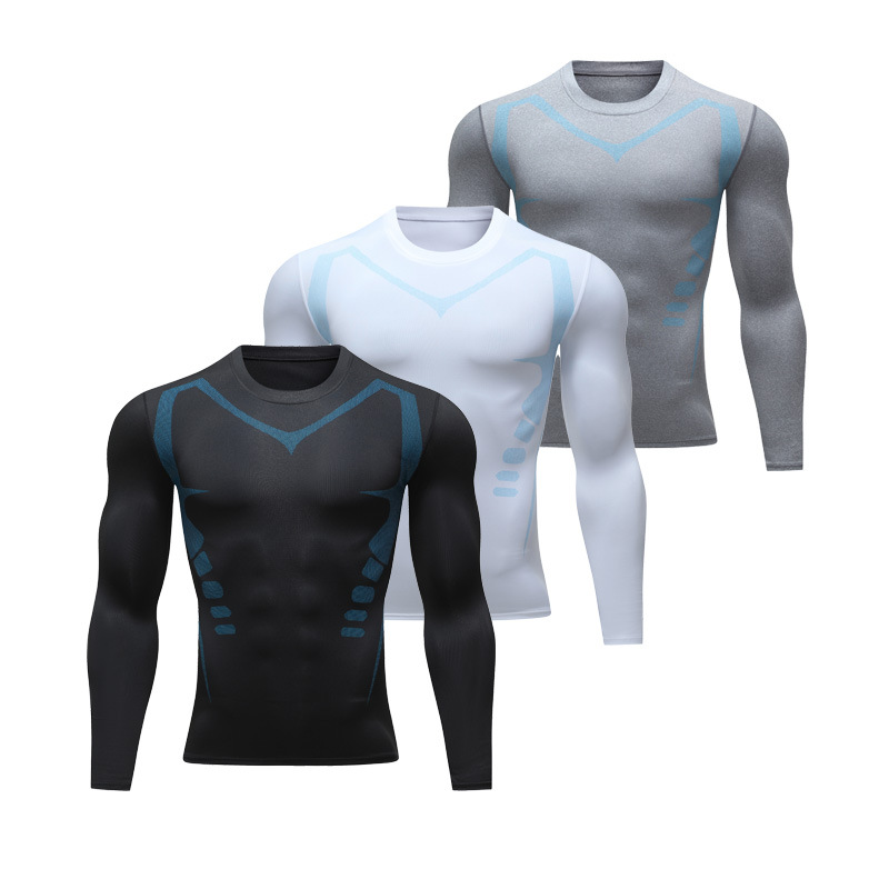 Basketball Sports Long Sleeve Men's Tight Clothes Men's Training Base Shirt Sports Sweat Absorbing Top Fitness Clothes Running Track and Field
