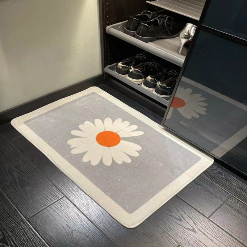 Picture of Modern Simple Daisy Carpet Home Toilet Imitation Cashmere Foot Mat Toilet Bathroom Non-Slip Absorbent Floor Mat