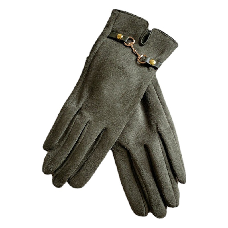 Gloves Warm Korean Style Small Style Suede Fashion Finger Leakage Touch Screen Gloves Wholesale Riding Cold-proof Finger Cycling