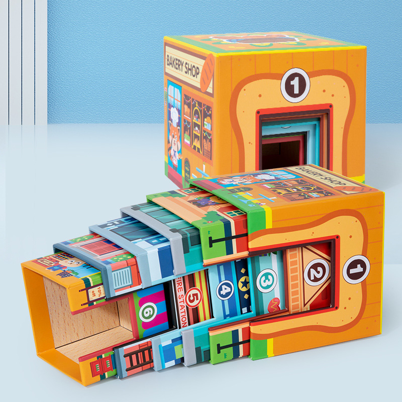 Picture of Cross-border children's city scene six-in-one traffic cognitive kit logical thinking training heap music educational toys