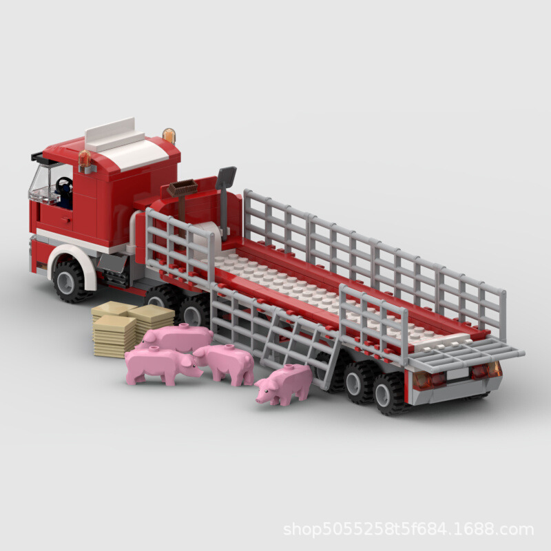 MOC Block Creative Toy Set Gift Toy Compatible Lego Farm Transporter Truck Trailer Model