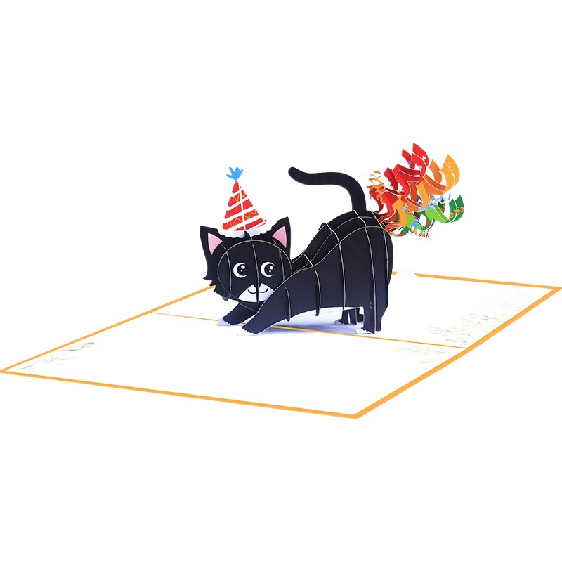 Supply handmade pop-up three-dimensional fun birthday cards 3D rainbow fart Xiao Mao funny birthday cards