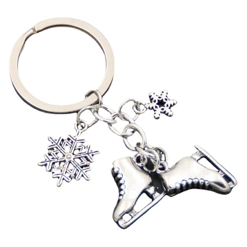 Figure skates key chain skates deer Penguin snowflake key chain jewelry gift pendant