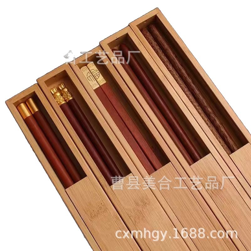 Picture of Bamboo Chopstick Storage Box with Lid Rectangular Single and Double Chopstick Box Multi-Purpose Wooden Brush Storage Box Wholesale