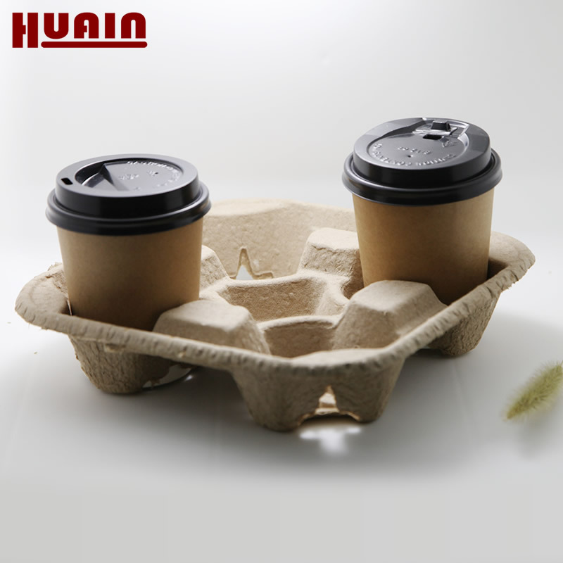 In stock disposable milk tea coffee cup holder takeaway packaging paper cup holder four cup holder 25 PCs/bag