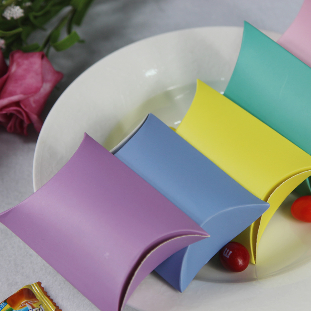 Picture of Cross-Border Spot Wholesale Wedding Paper Folding Wedding Candy Box Candy Color Pillow-Shaped Wedding Candy Box Pillow Box
