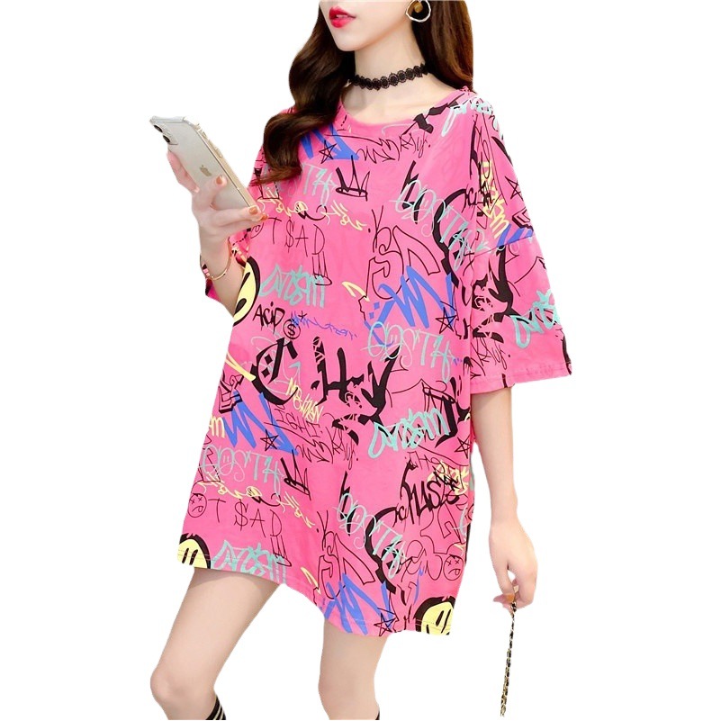 Cross-border factory wholesale foreign trade summer Korean style new short-sleeved T-shirt women's trendy round neck top loose plus size women's clothing