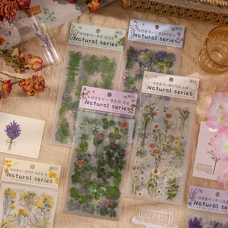 Picture of Yuezhen Nature Series Handbook Sticker Bag PVC Plant Flower Retro Material Paper Children's Handbook Sticker