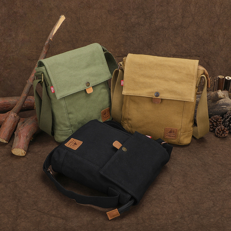 Picture of Casual Canvas Bag New Crossbody Backpack Small Square Bag Vertical Flat Bag Korean Style Shoulder Bag Fashionable Crossbody Bag