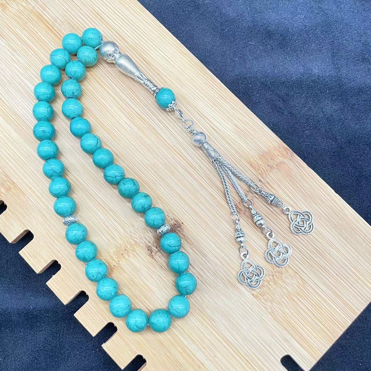 Picture of 33 Turquoise Rosary Original Design 10mm Totbih Handmade Beads