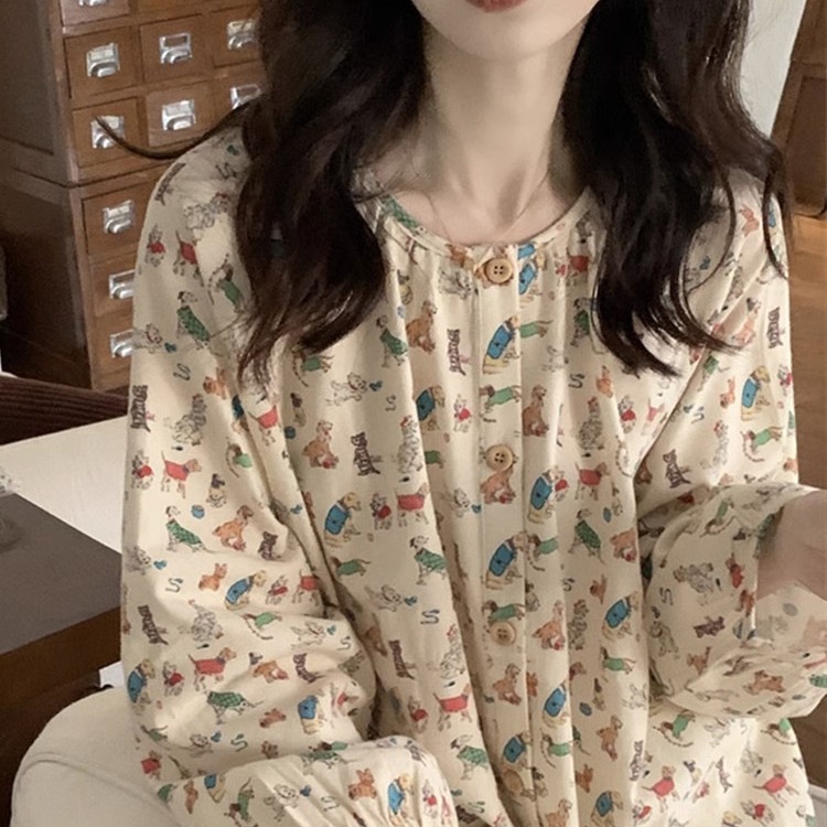 Foreign Trade Cross-border Internet Red Live Korean Pajamas Women's Spring and Autumn Long Sleeve Suit Sweet Cute Princess Home Clothes Women's Winter