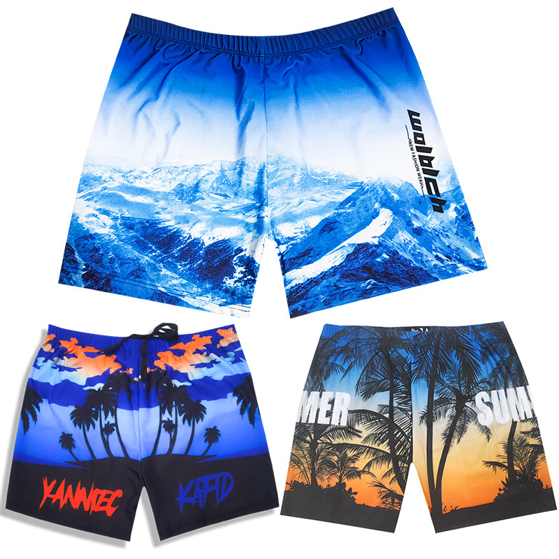 Picture of Men's Swimming Trunks Boxer Anti-embarrassment Quick-drying Running Breathable Cool Coconut Shorts Swimsuit Beach Pants for Summer