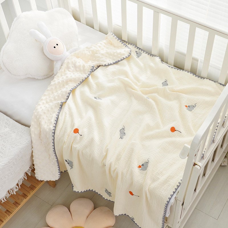 Picture of Bean Blanket Baby Gauze Blanket ins Embroidered Newborn Baby Calming Blanket Children's Blanket Baby's Quilt