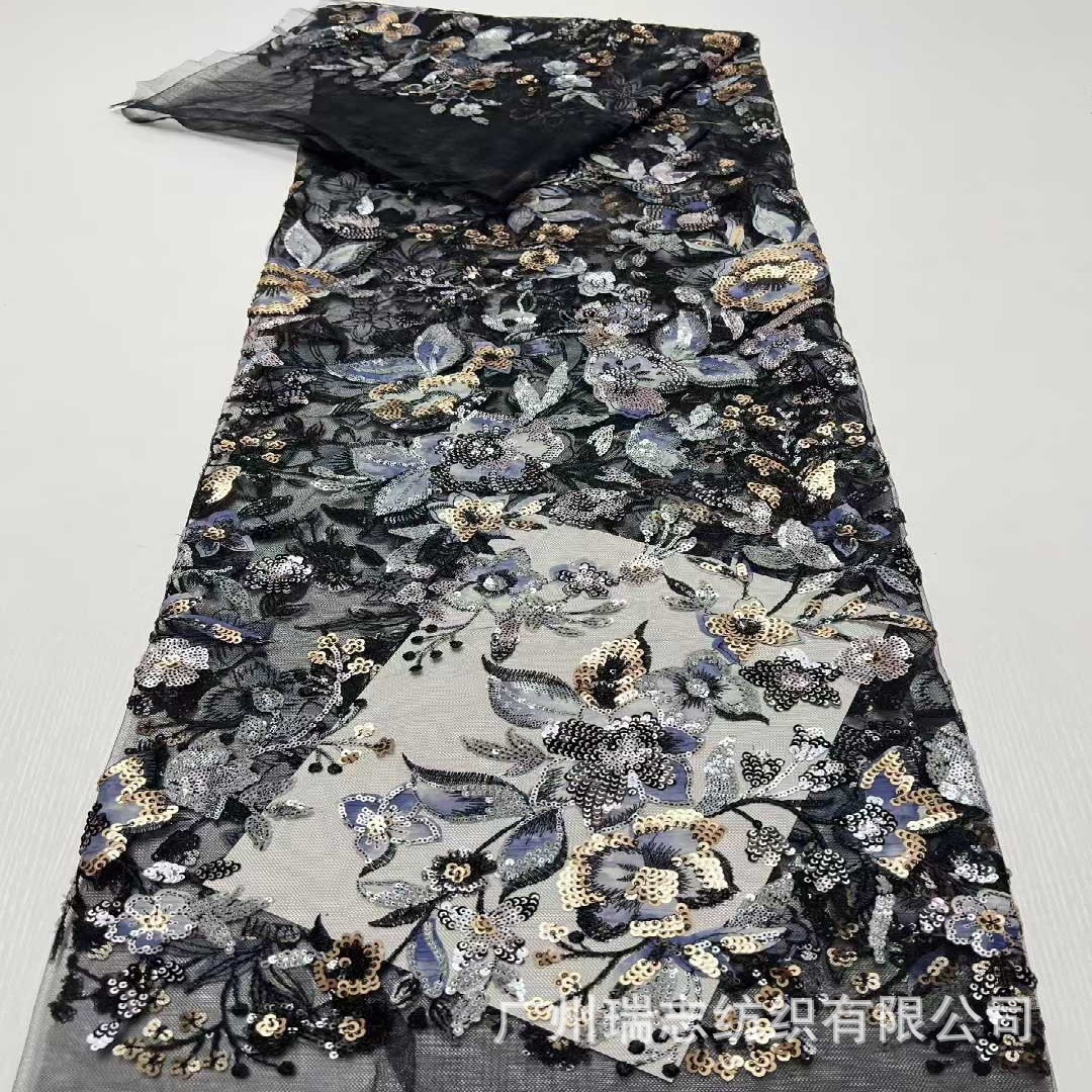 New foreign trade high-end dresses bead tube exquisite sequin embroidered cloth ethnic costume wedding dress fabric sequin