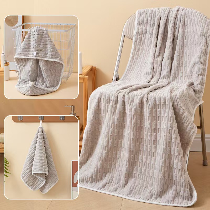 Picture of [New high quality thickening] Candy strip towel bath towel coral velvet beach towel than pure cotton quick-drying absorbent