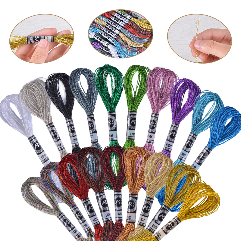 Picture of Manufacturer Wholesale Dmc Color Gold and Silver Thread Embroider Cross Stitch Thread Handmade Accessories 8.12m Strands of Metal Wire Embroider Thread