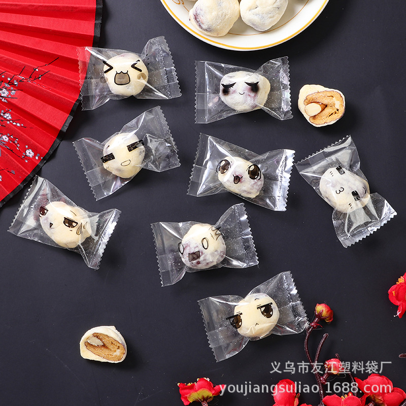 Net red milk jujube packaging bag cartoon cute transparent frosted texture machine sealed bag snowflake crisp candy fruit bag