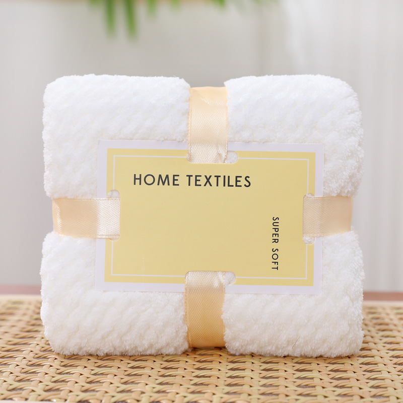Picture of Wedding gift coral fleece absorbent towel 35*75 tie card wine red joy square towel hand gift