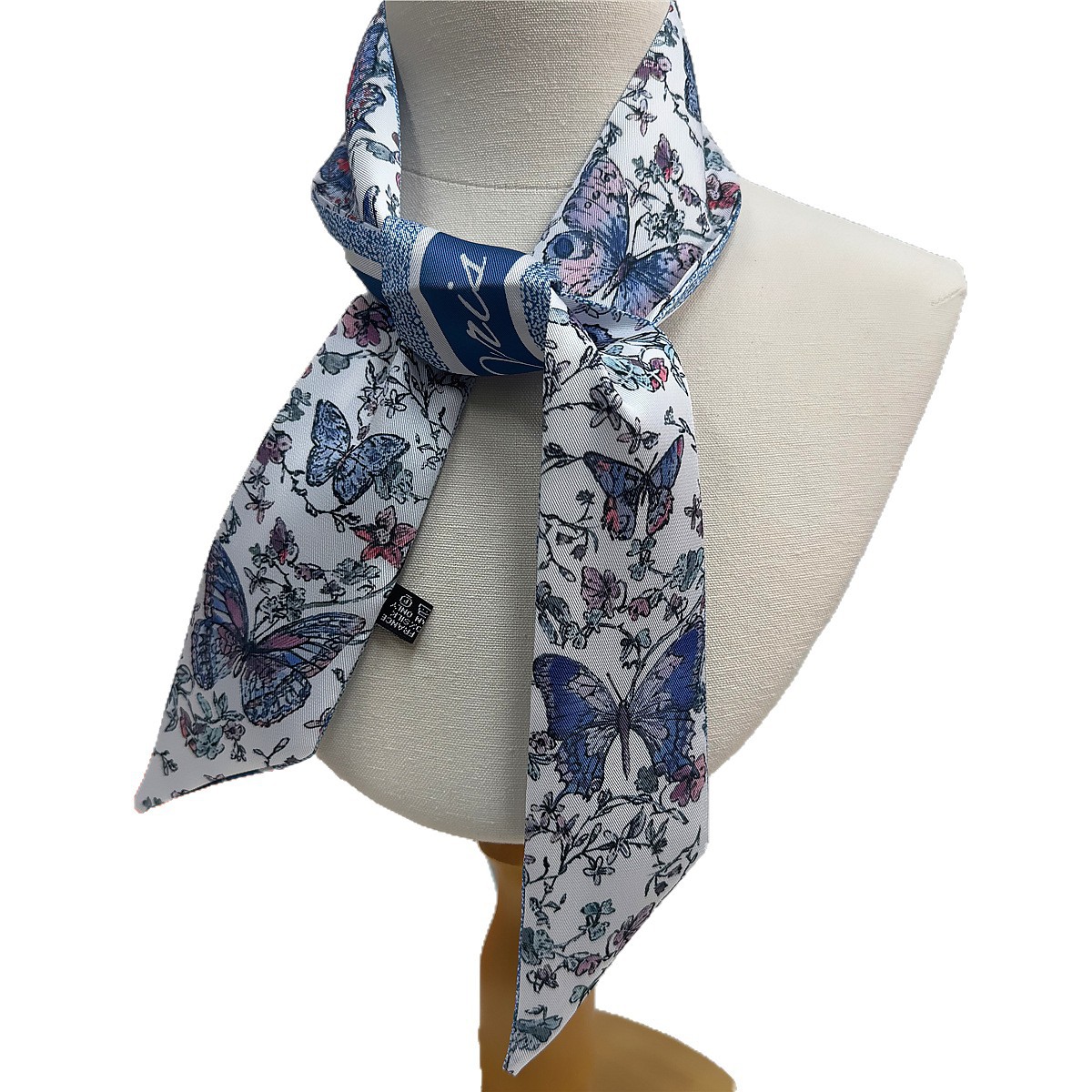 Picture of 2025 Butterfly Ribbon Imitation Silk Twill Thick Hairband Long Small Silk Scarf Women's Bag Butterfly Ribbon Silk Scarf