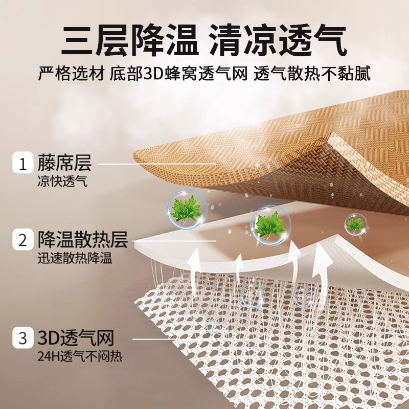 Picture of wormwood mat bamboo mat 2025 new summer ice silk rattan mat student dormitory single straw mat baby available mat