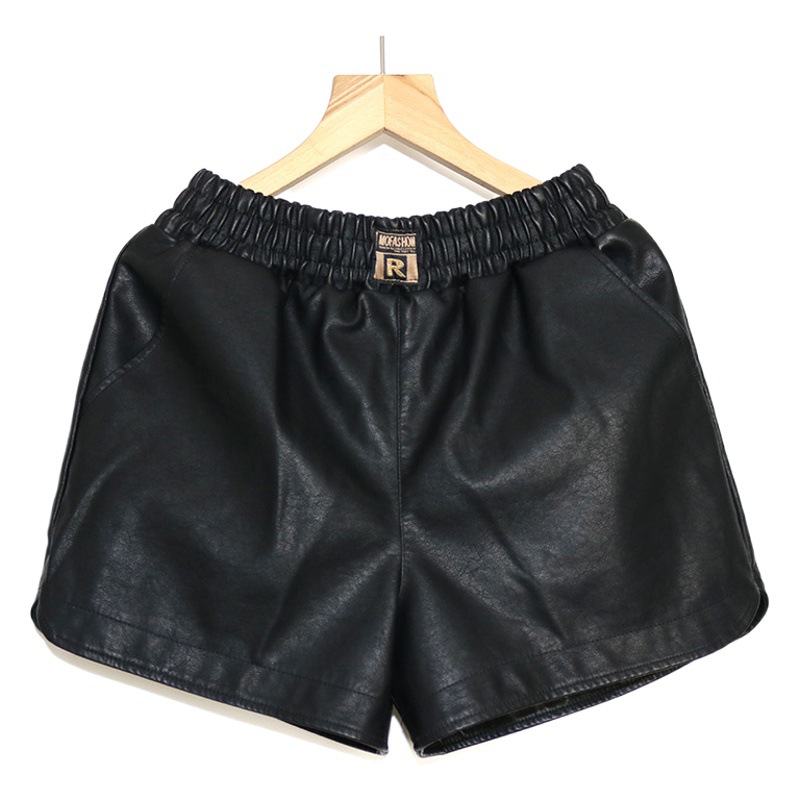 2022 Autumn/Winter Elastic Waist Pu Washed Leather Casual Shorts High Waist Versatile Bootcut Pants 220853 Leg-Lengthening