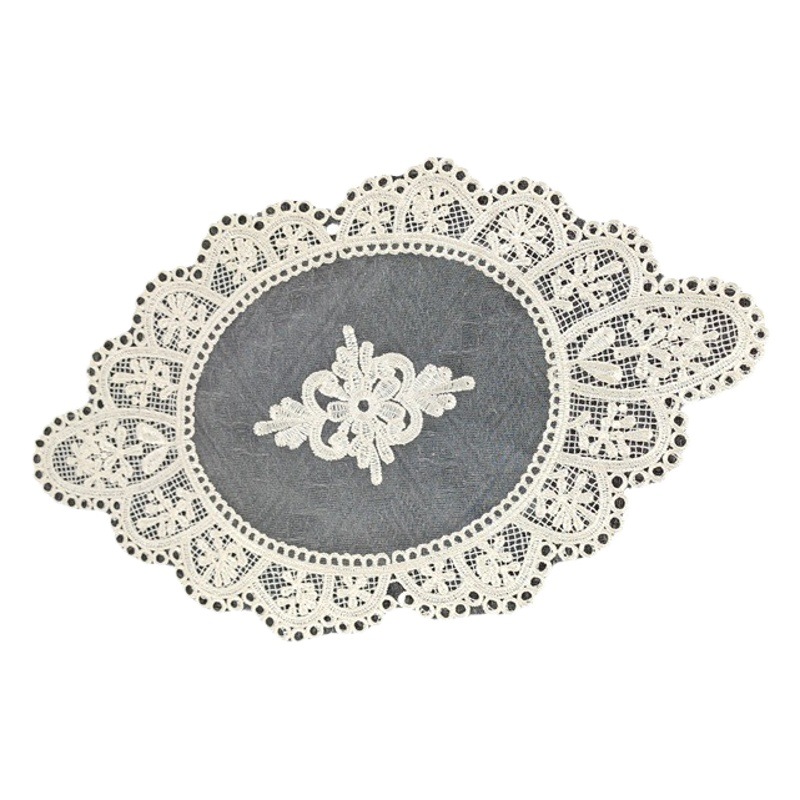 Picture of Coaster European-style Diamond Embroidered Hollow Table Mat Household Plate Bowl Mat Ornaments Fabric Mesh Decorative Mat