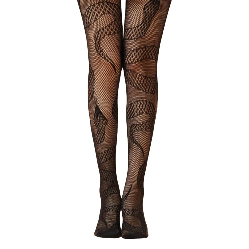 Cross-border new fishnet stockings sexy mesh stockings black snake mesh stockings flame mesh stockings ladies pants animal silk