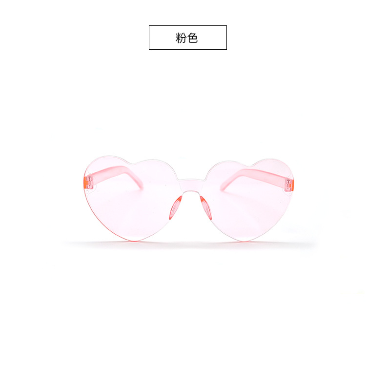 Picture of New love sunglasses jelly color frameless heart-shaped conjoined glasses dazzling color heart sunglasses