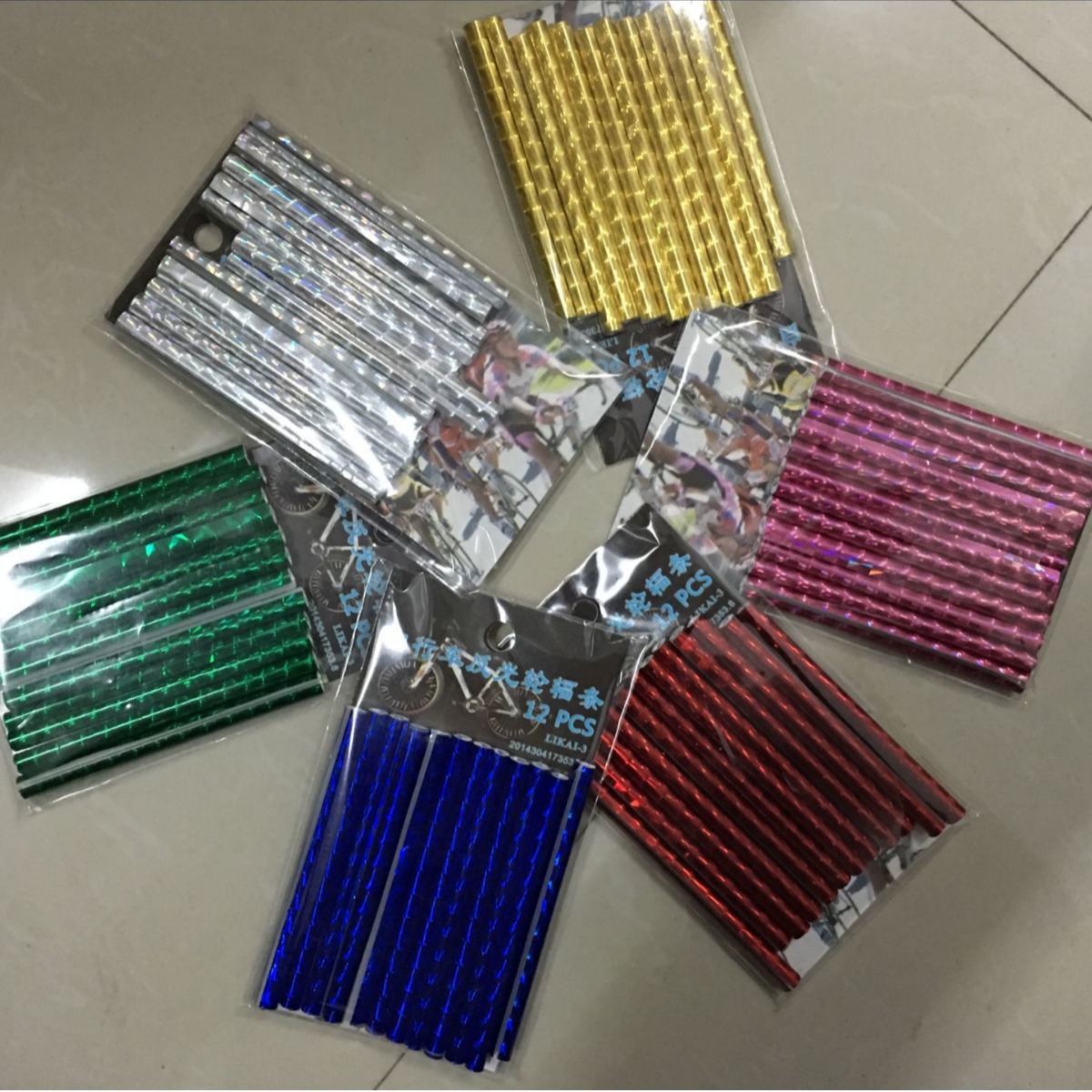 Picture of Color bicycle spoke reflective rod mountain bike decorative strip reflective card dead speed car reflective rod 19g