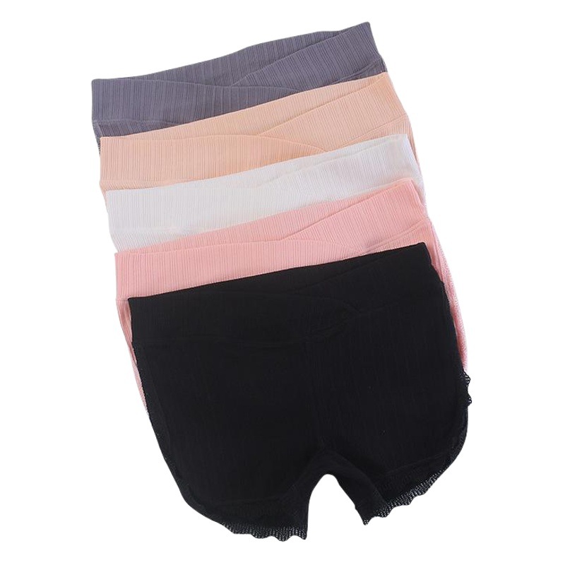 Pregnant Women's Safety Pants, Anti-Exposure, Threaded Lace, Pure Cotton, Low-Waisted, Thin Bottoming Boxer Briefs, Two-In-One