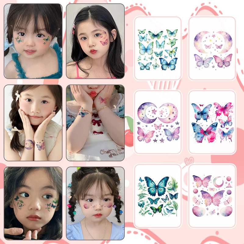 Children's Day Performance Glitter Wings Eye Makeup Butterfly Tattoo Waterproof Eye Corner Sticker Face Cute