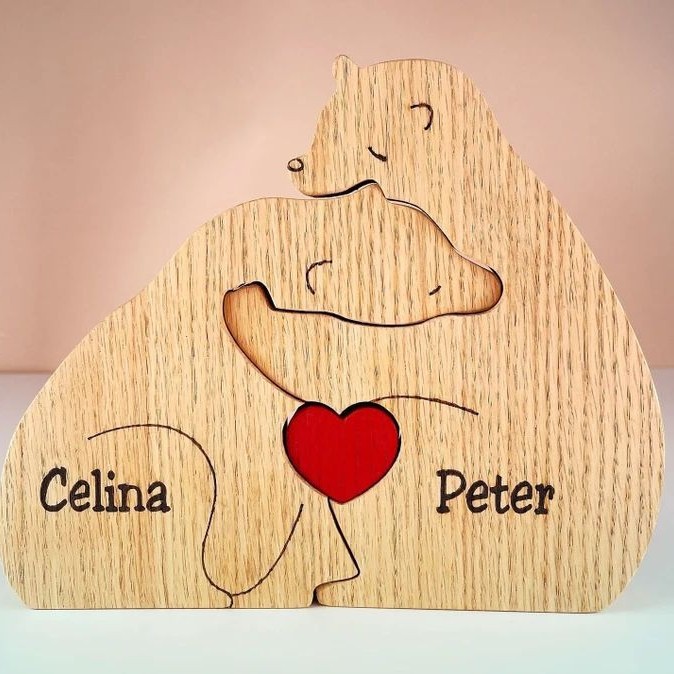 Picture of Cross-border popular handmade wooden ornaments wooden bear family personalized wooden pet carving crafts