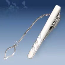 Picture of Metal tie clip men's suit chain 140 simple flower type business atmosphere with drill tie clip