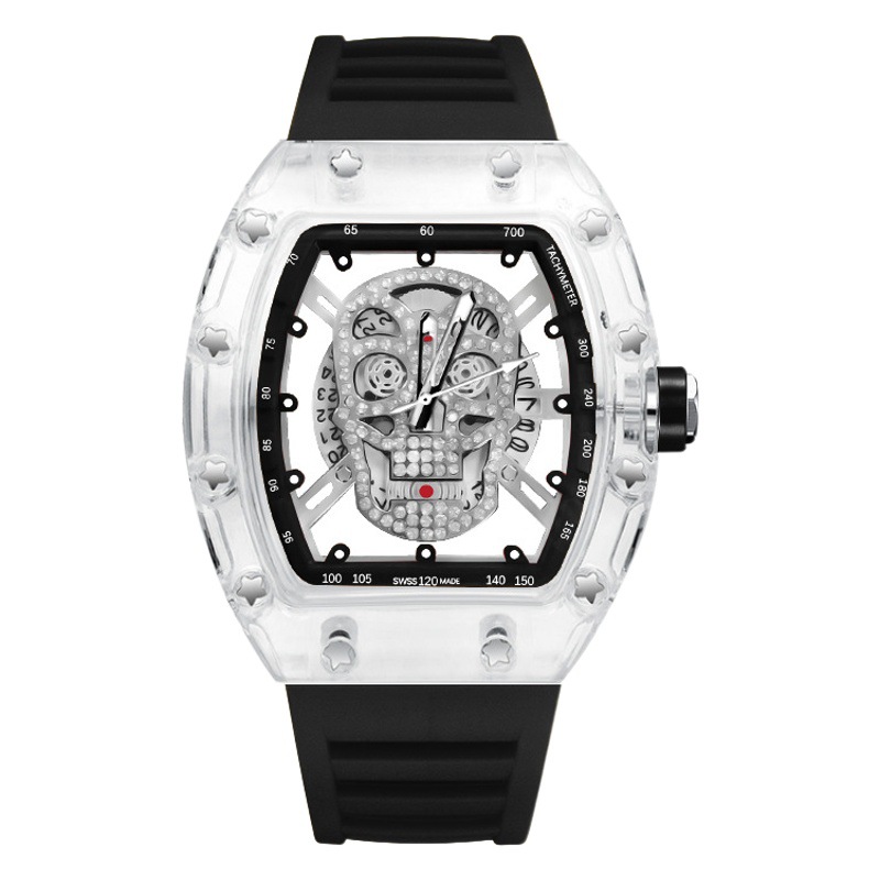 ZIDO Brand 2023 New High Color Value Fashion Trend Non-mechanical Transparent Ghost Head Barrel Men's Watch