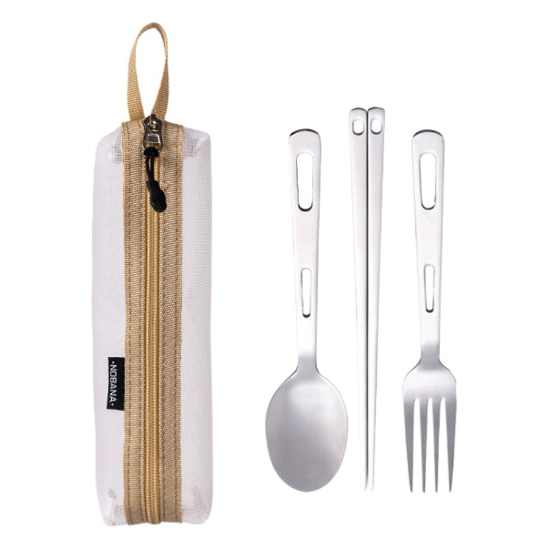 Outdoor tableware single multi-person stainless steel chopsticks spoon Fork camping travel mountaineering picnic portable suit